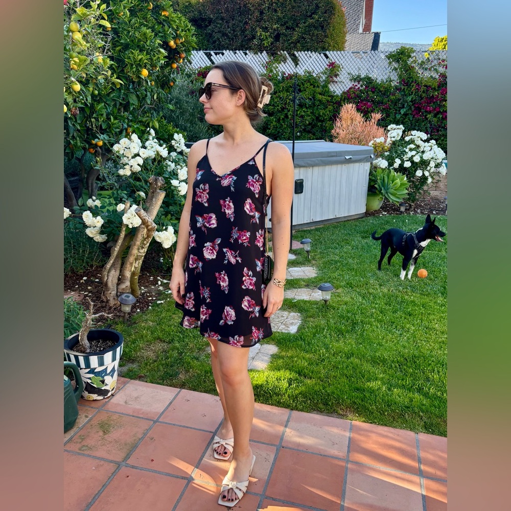 Maddy K Black Floral Mini Dress |  70% OFF Retail